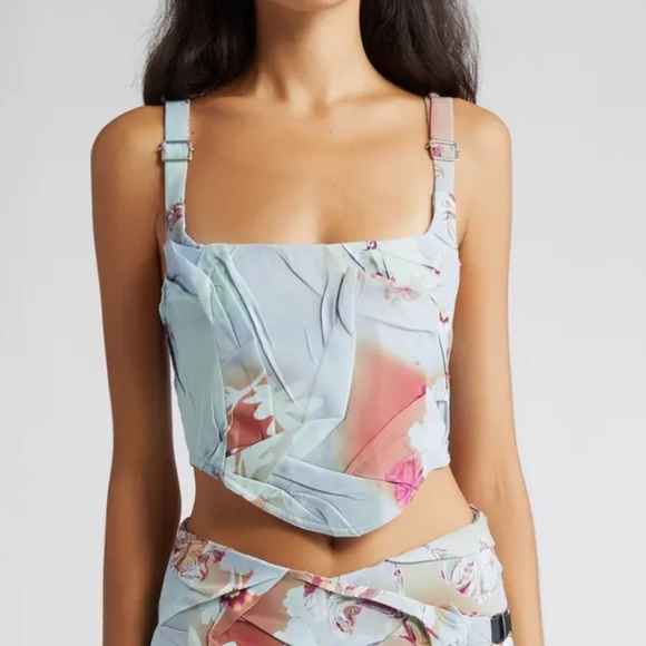 Julia Heuer Helmut Floral Crepe Crop Top ( small) - Picture 7 of 11